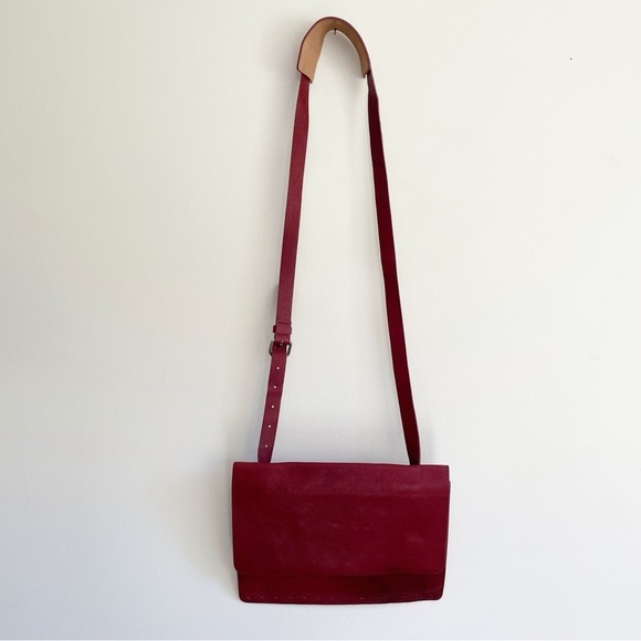By Malene Birger Crossbody Bag purse red leather envelope medium solid designer - Picture 15 of 15